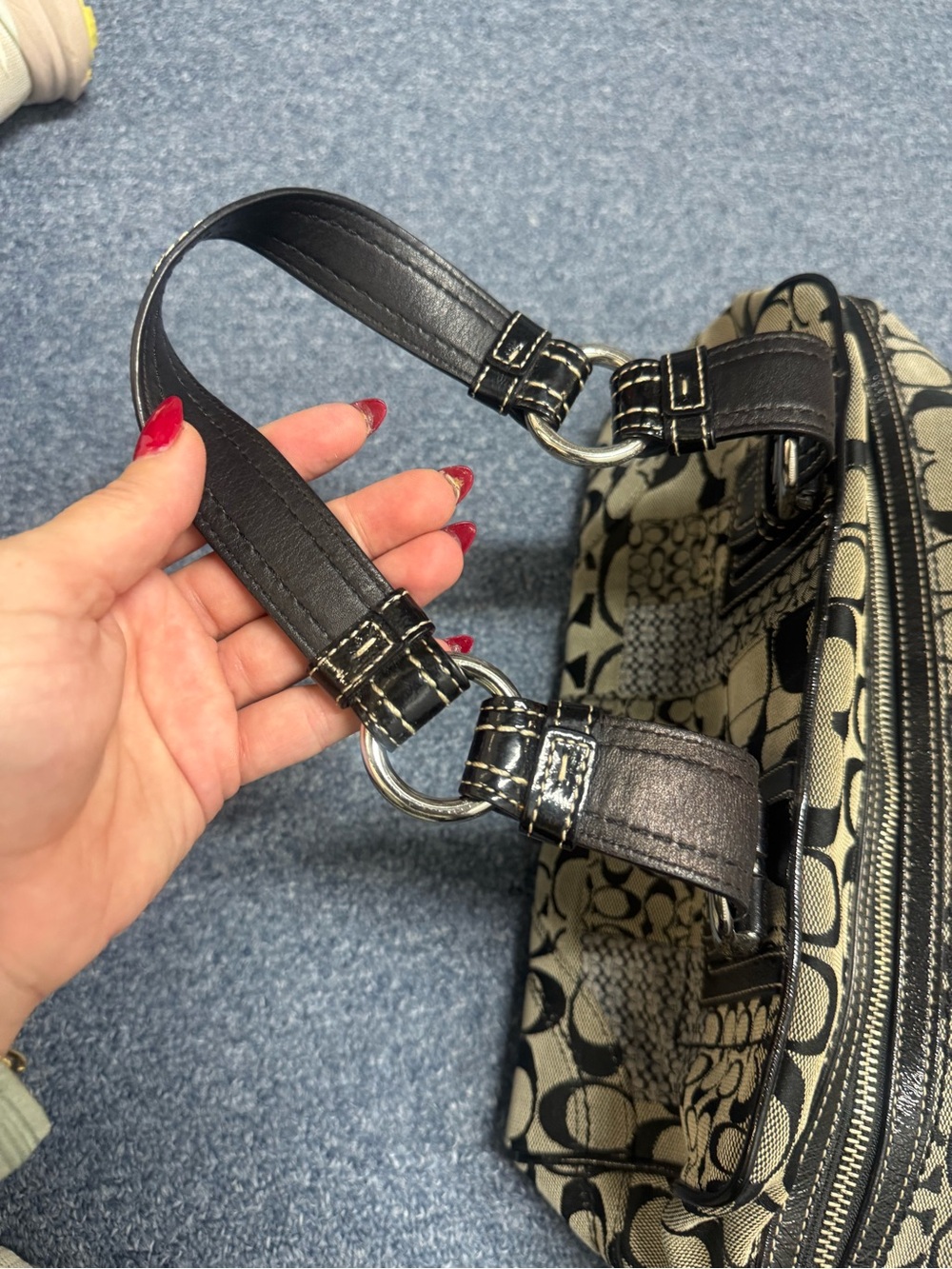 Coach Soho Satchel Patchwork Gray Signature Shoulder Boston Bag Y2K # F12317 - Picture 12 of 16